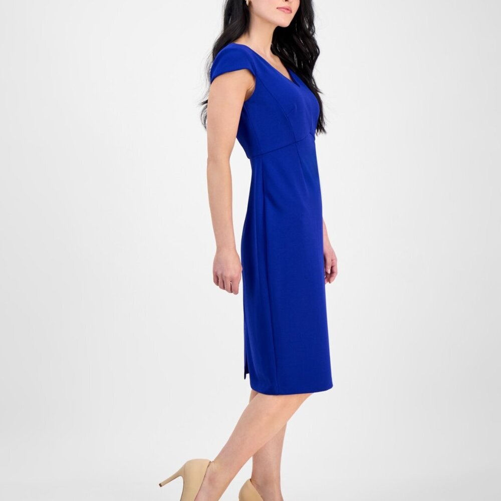 Connected Petite Blue Midi Dress Sheath Size 8P NWT Work Career Office - Picture 6 of 9